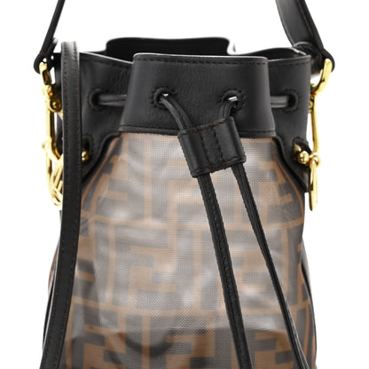Fendi Mesh Vitello Grace F is Fendi FF 1974 Mini Mon Tresor Bucket Bag Marrone Black Ebano 8 of 10