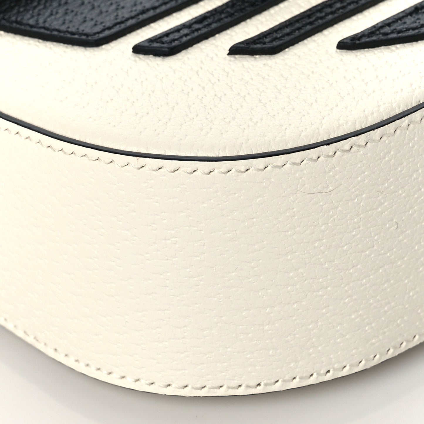 X ADIDAS Textured Dollar Calfskin Web Trefoil Mini Horsebit 1955 Shoulder Bag Off White Black