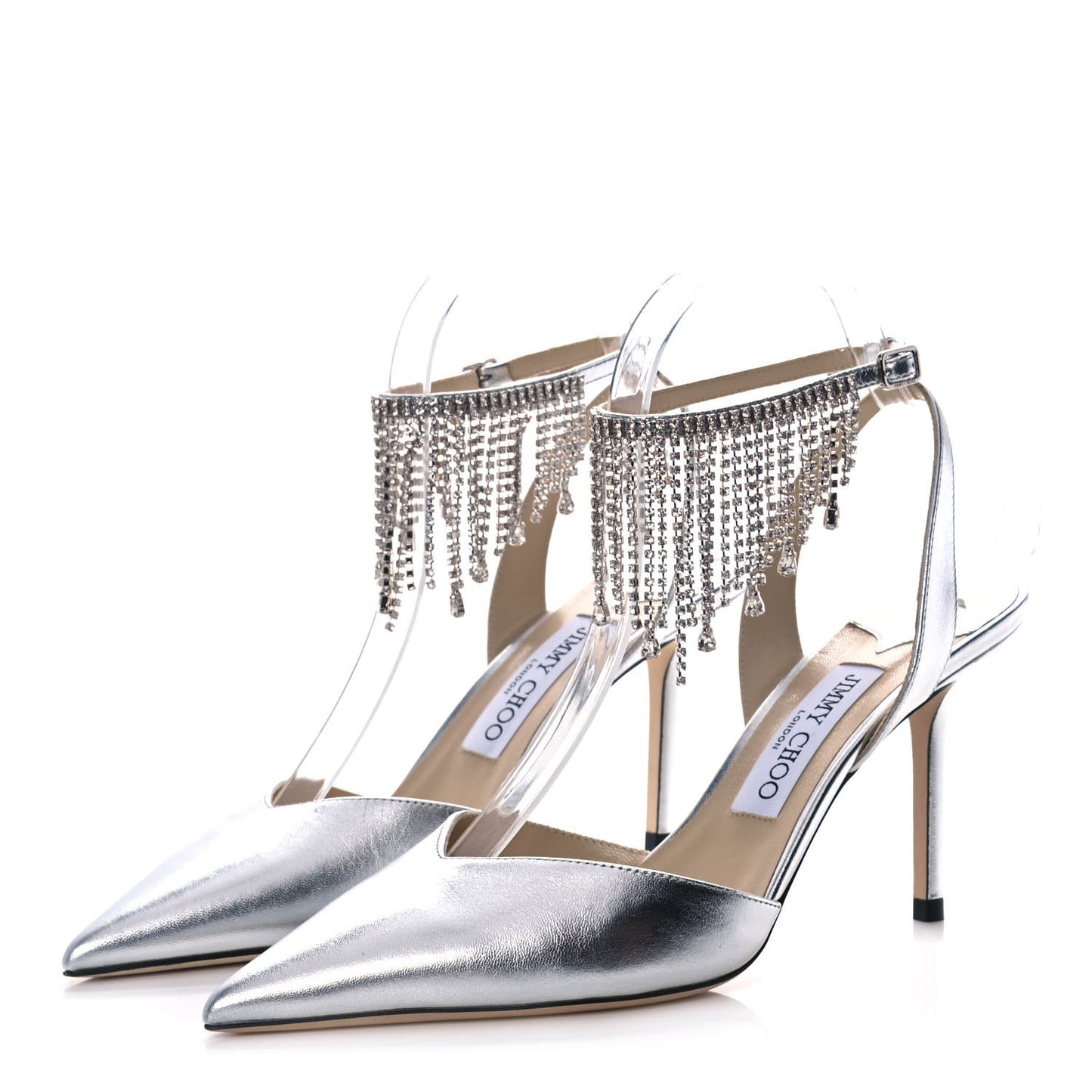 Metallic Calfskin Birtie 85 Pumps 38.5 Silver