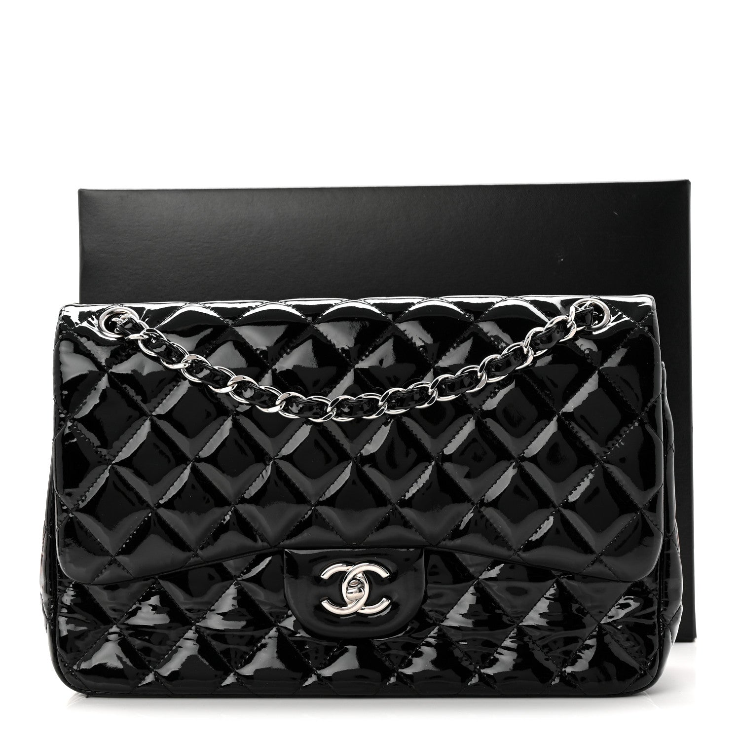 Chanel Patent Quilted Jumbo Double Flap Black 1869701 – FASHIONPHILE