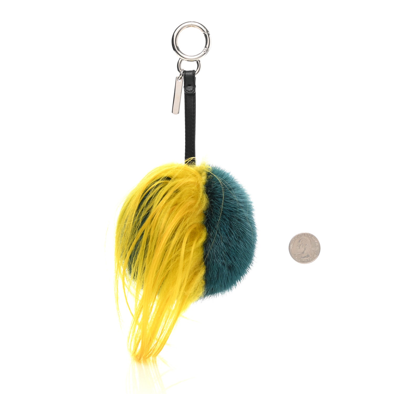 Fendi Mink Goat Fur QuTweet Jungle Bag Bug Charm Green Yellow Pink 2 of 4