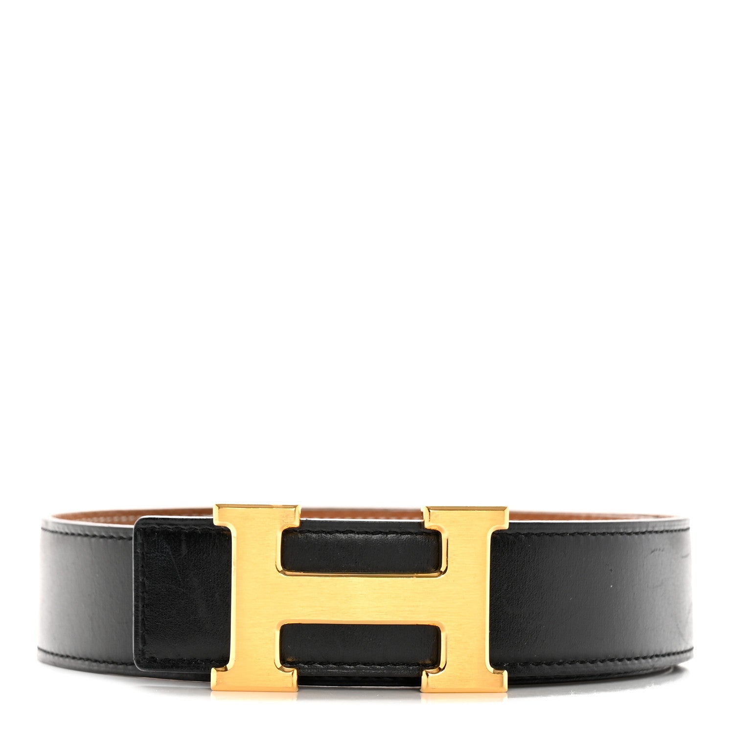 Hermes Box Togo 32mm H Belt 85 34 Black Gold 1 of 11