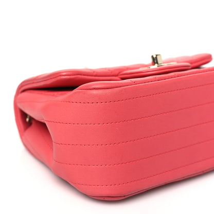 Chanel Lambskin Chevron Quilted Mini Square Flap Pink 9 of 14