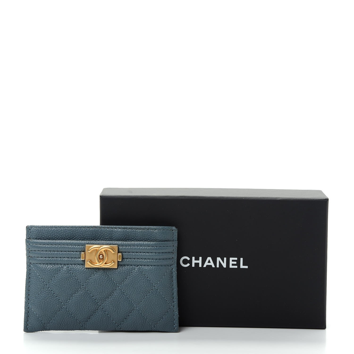 Chanel Caviar Quilted Boy Card Holder Blue 9 of 9