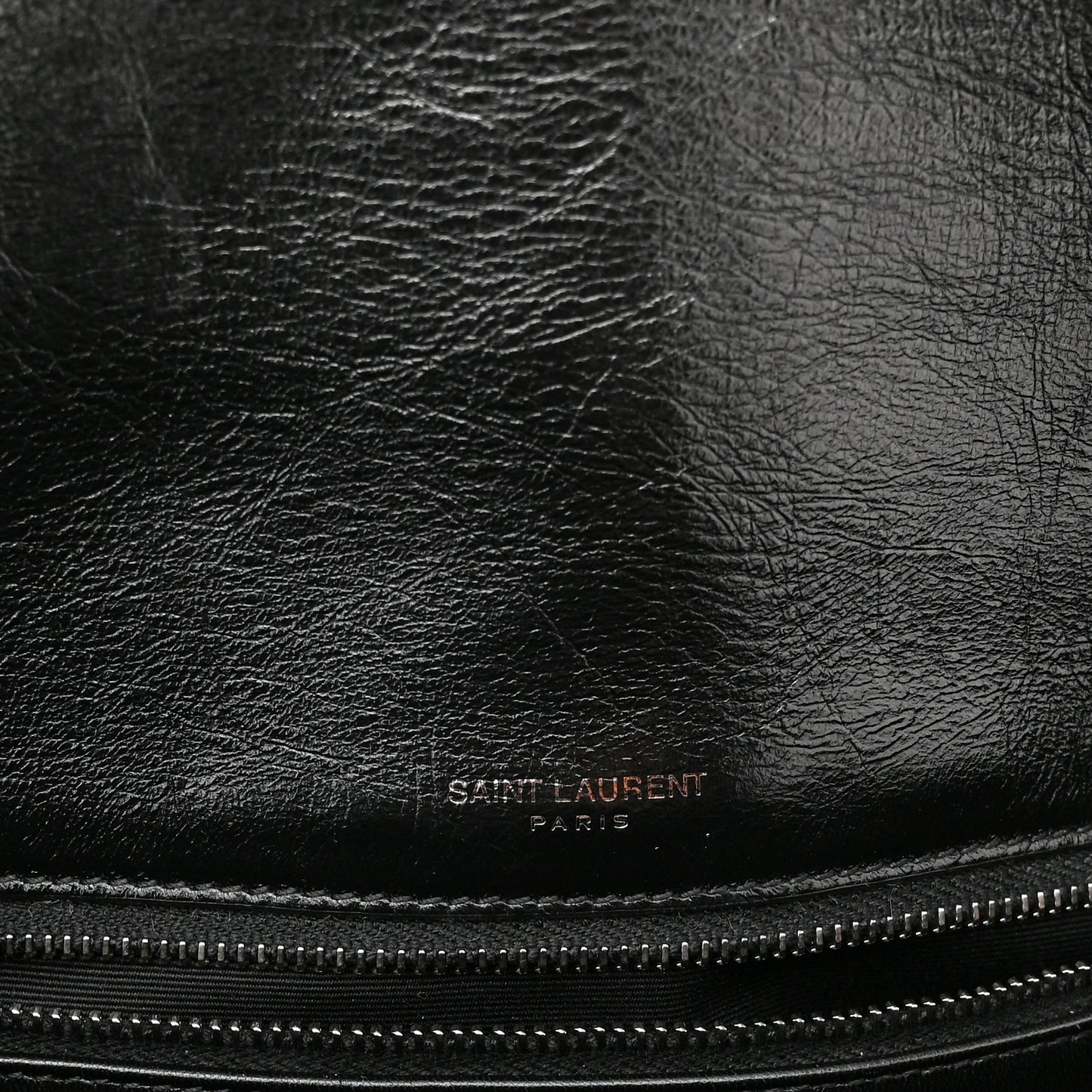 Crinkled Calfskin Shearling Monogram Medium Niki Chain Satchel Black