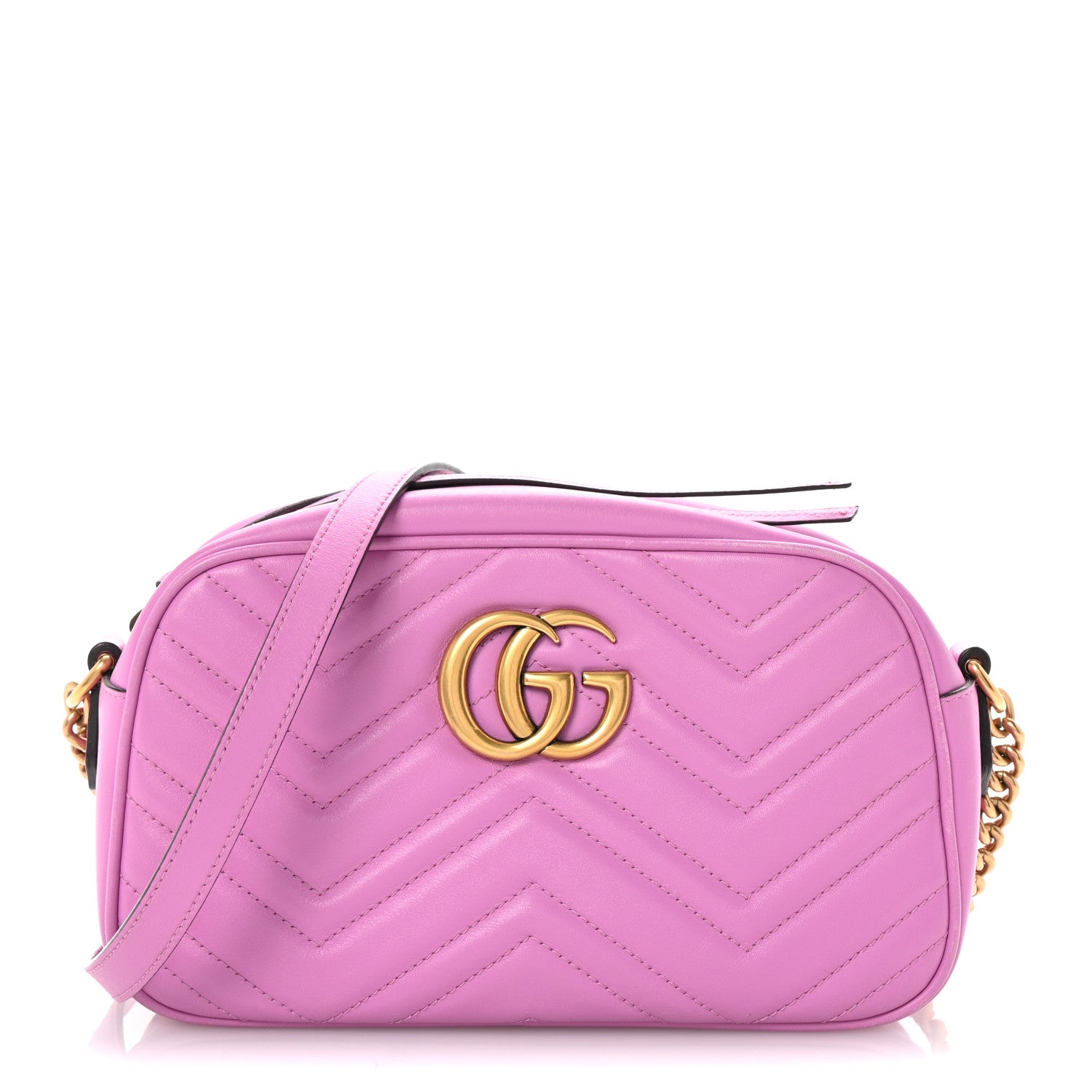 Gucci Calfskin Matelasse Small GG Marmont Chain Shoulder Bag Candy Mousse 1 of 10