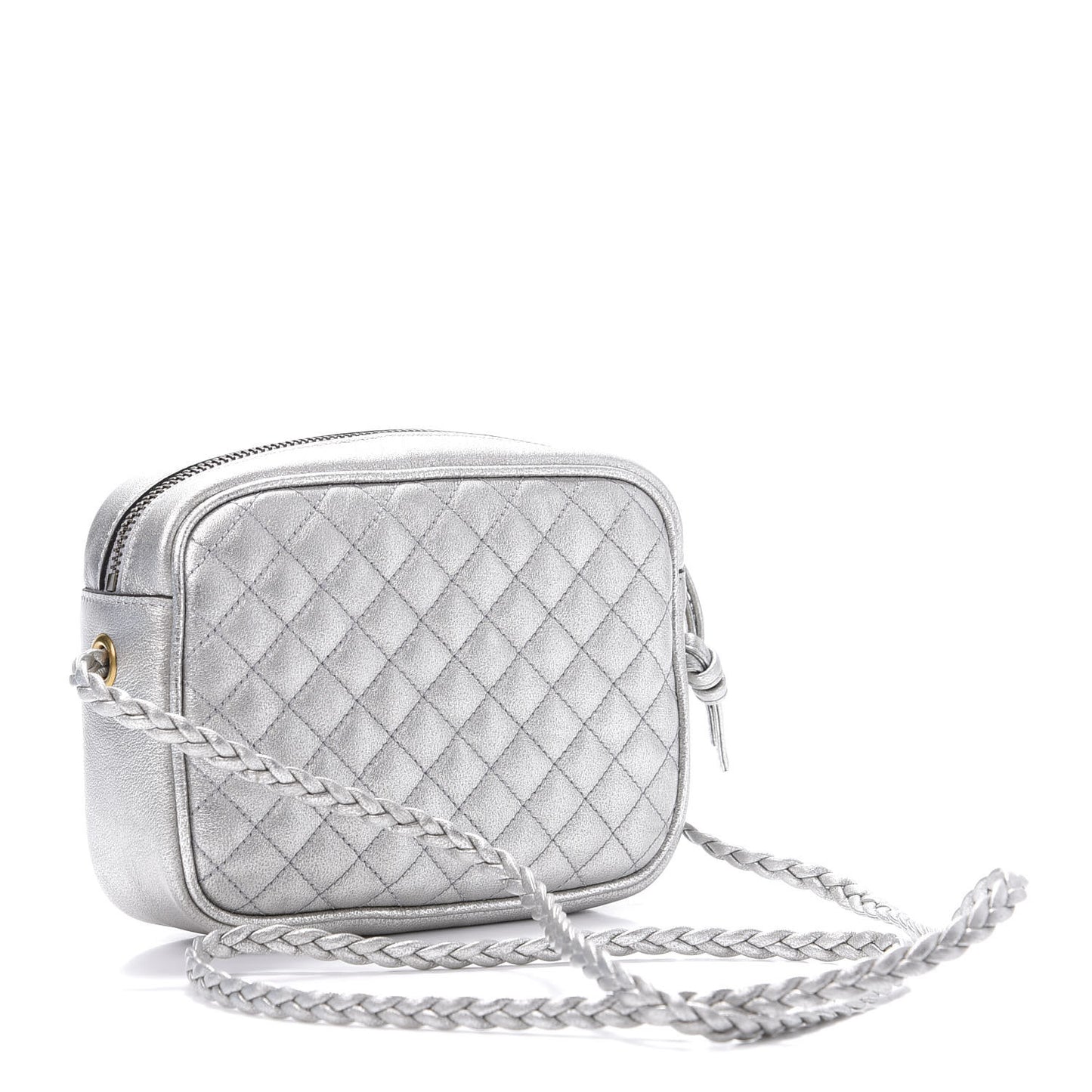 Laminated Nappa Web Trapuntata Mini GG Shoulder Bag Argento