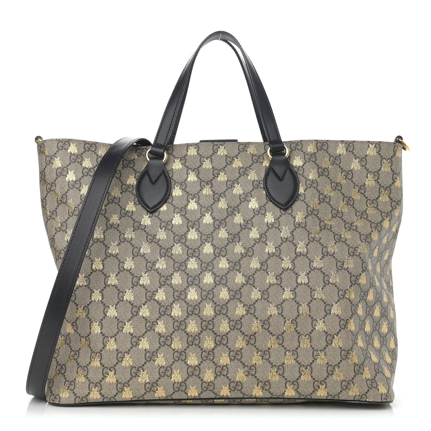 Soft GG Supreme Monogram Bees Medium Crossbody Tote Beige Oro Black