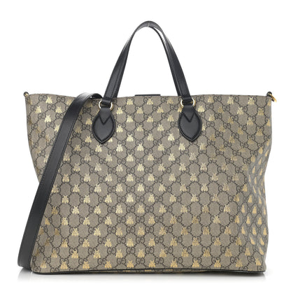 Gucci Soft GG Supreme Monogram Bees Medium Crossbody Tote Beige Oro Black 1 of 11