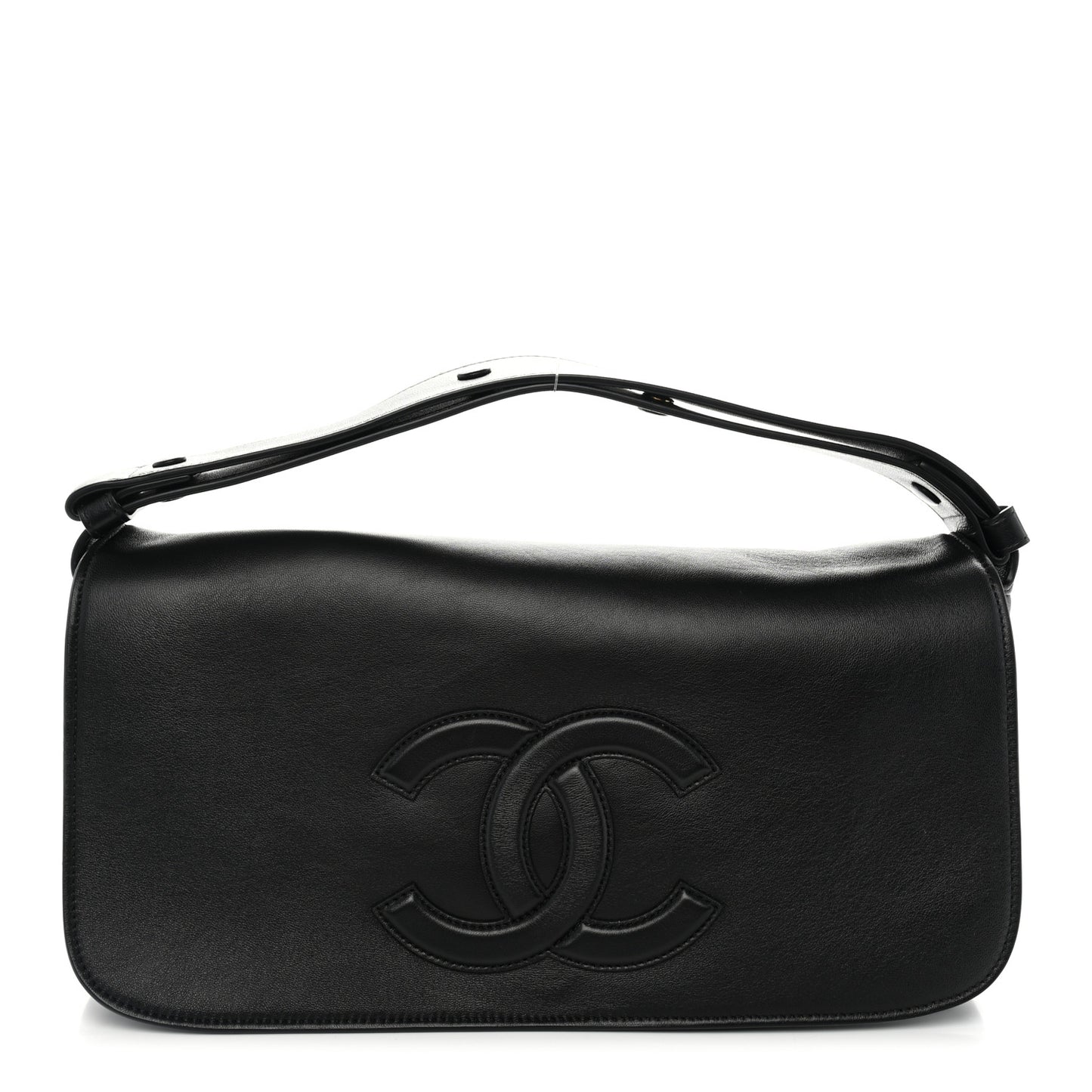 Lambskin CC Maxi Messenger Bag Black