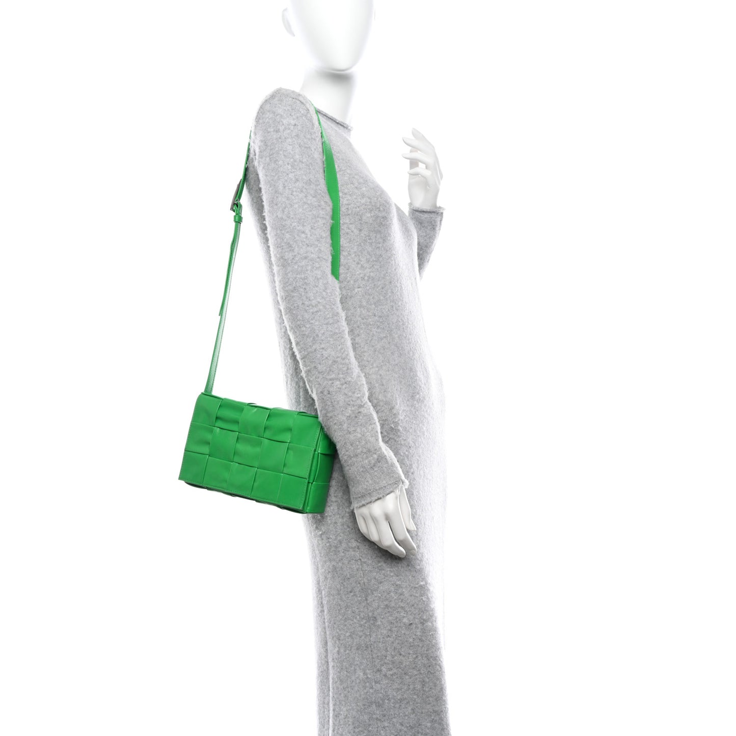 Paper Calfskin Maxi Intreccio Cassette Crossbody Bag Grass