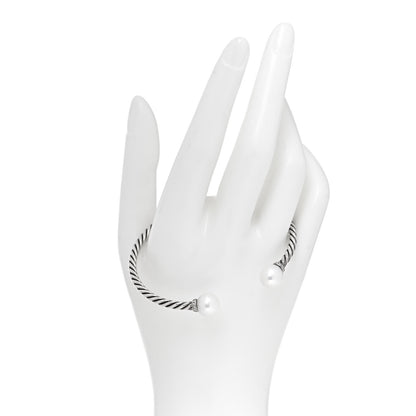 David Yurman Sterling Silver Diamond Pearl 9mm Solari Bracelet 2 of 5