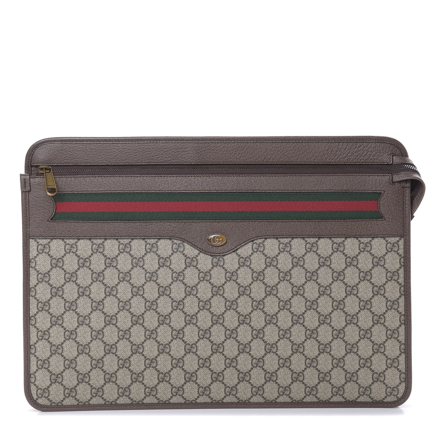 GG Supreme Monogram Textured Calfskin Web Ophidia Documents Holder Beige Ebony New Acero