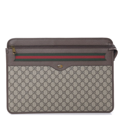 Gucci GG Supreme Monogram Textured Calfskin Web Ophidia Documents Holder Beige Ebony New Acero 1 of 7