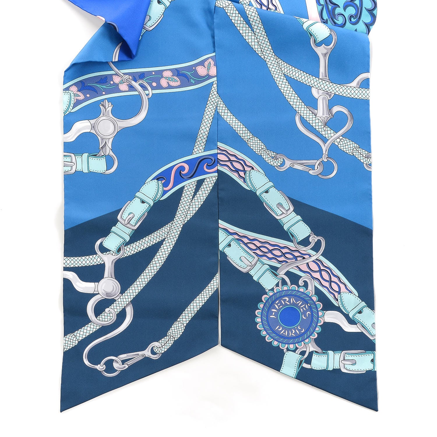 Hermes Silk Festival des Amazones Maxi Twilly Marine Turquoise Rose 3 of 6