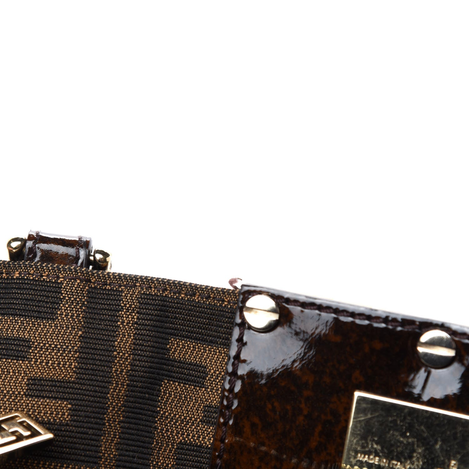 Fendi Zucca Patent Mia Tote Tobacco 10 of 13