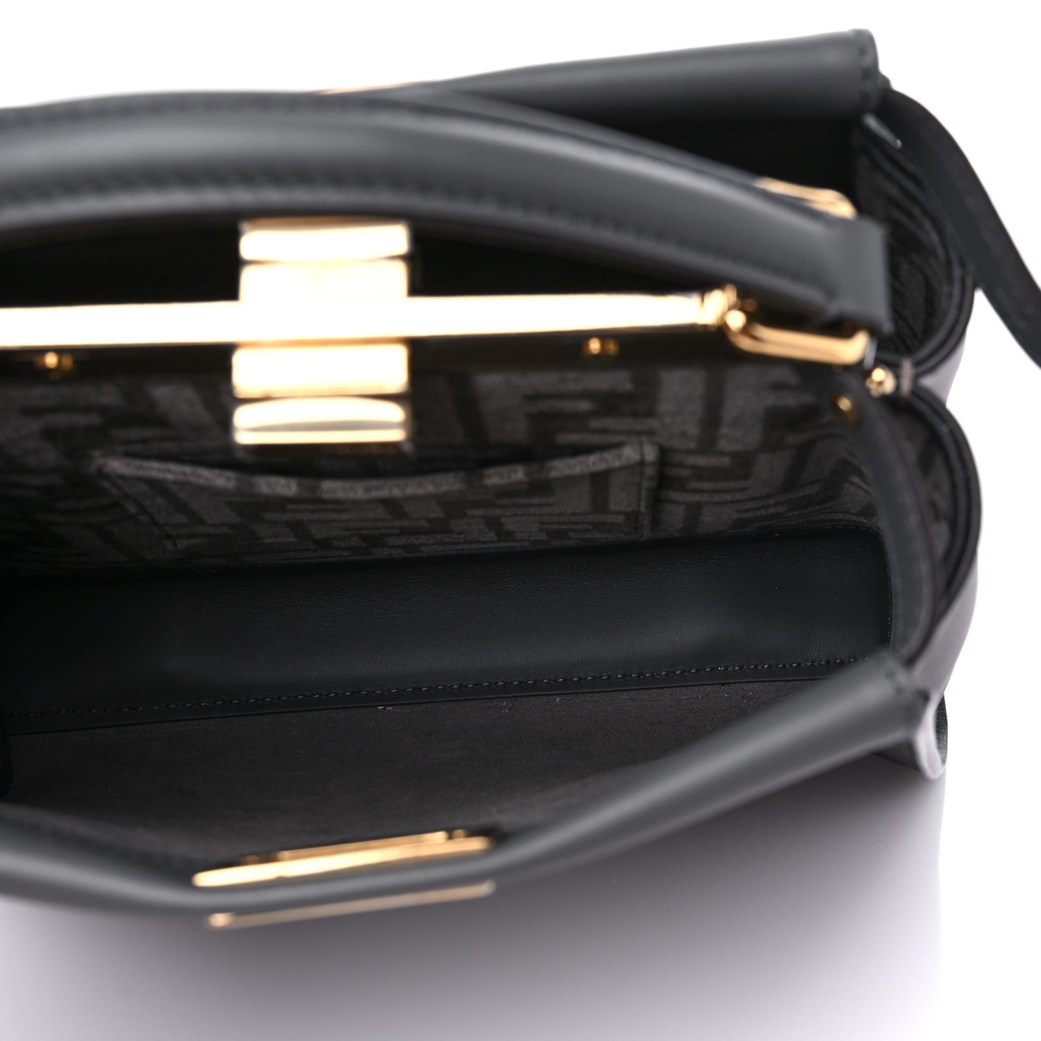 Fendi Vitello Seta Chenille FF Mini Peekaboo Iconic Satchel Anthracite Asfalto 6 of 9