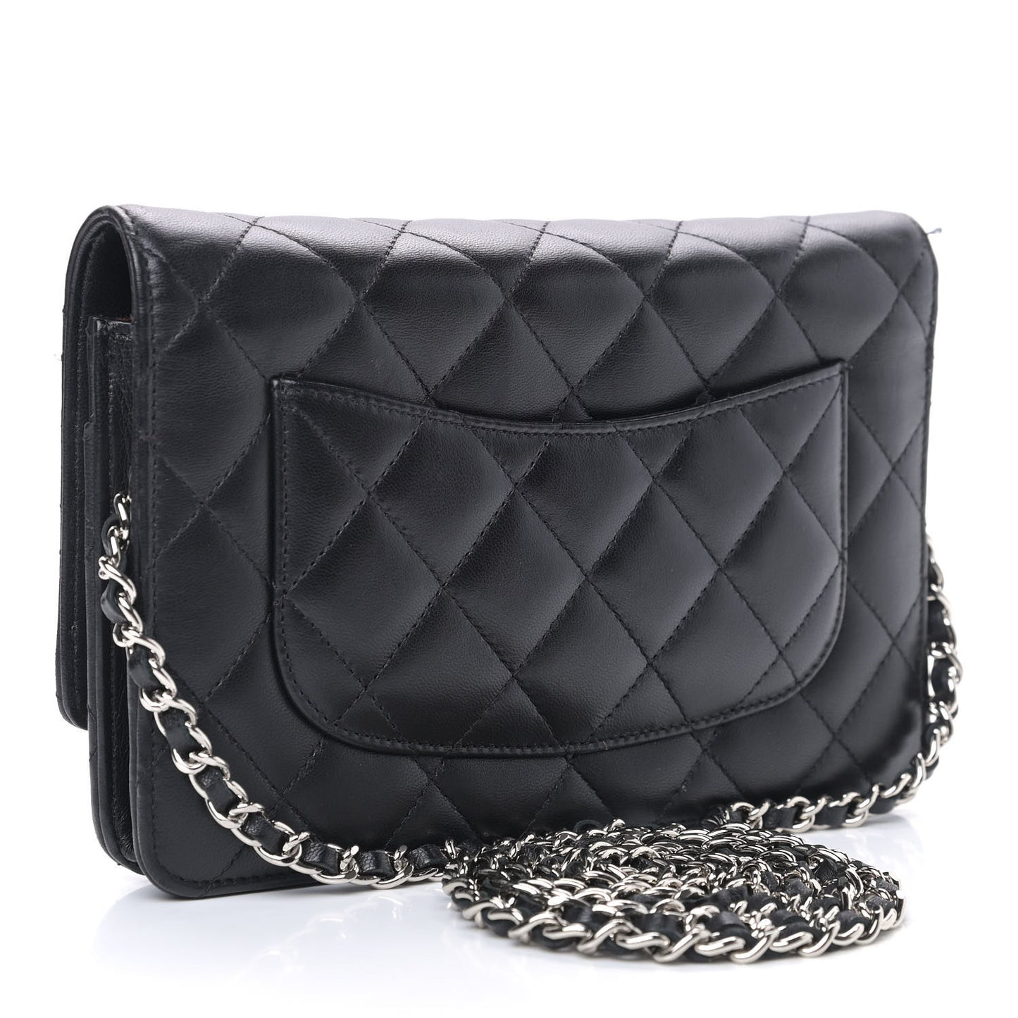 Lambskin Quilted Wallet On Chain WOC Black