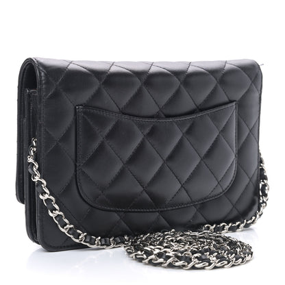 Chanel Lambskin Quilted Wallet On Chain WOC Black 2 of 10