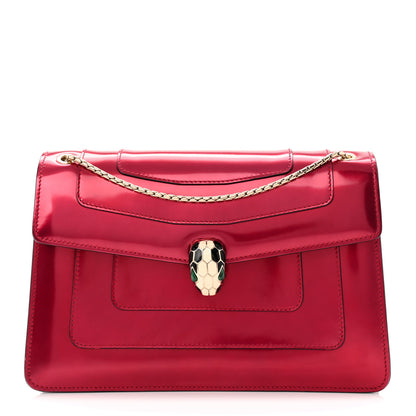 Bulgari Metallic Calfskin Serpenti Forever Shoulder Bag Red 1 of 10