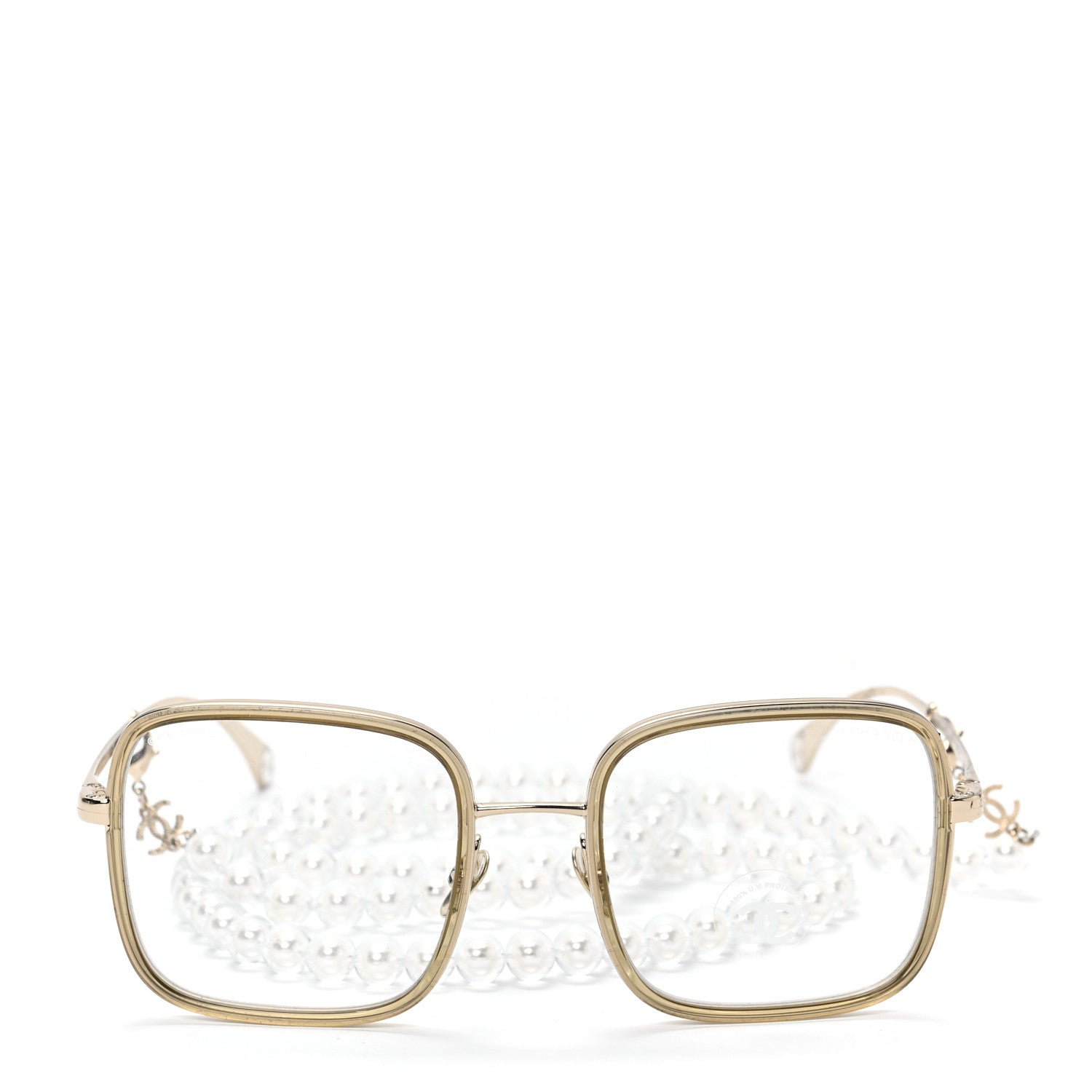 Chanel Square Removable Pearl Chain Eyeglasses 2195 Silver 2 of 6