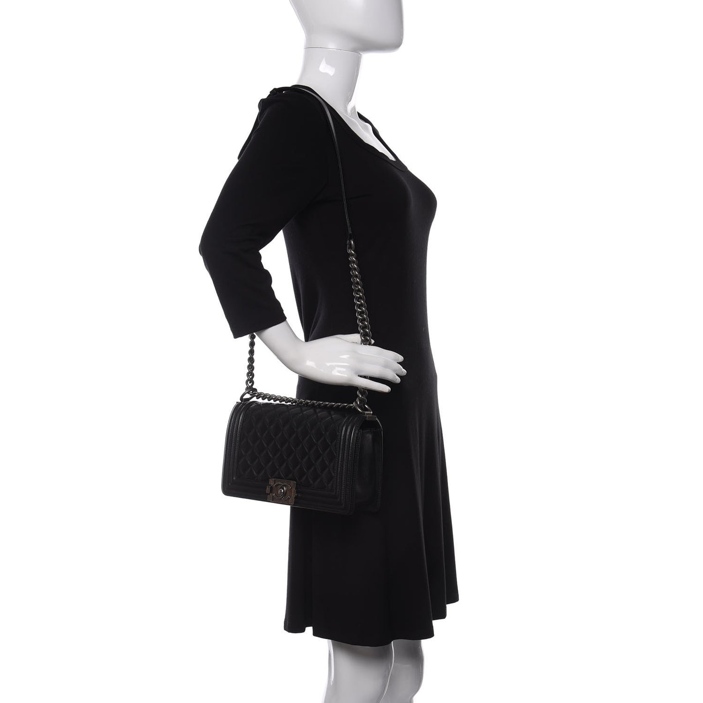 Lambskin Quilted Medium Boy Flap Black