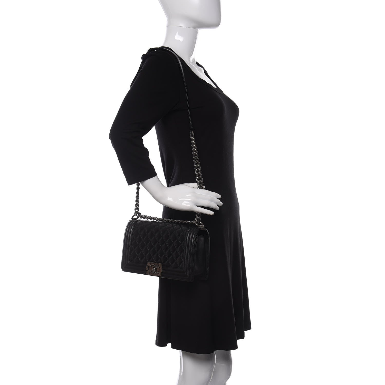 Chanel Lambskin Quilted Medium Boy Flap Black 3 of 17