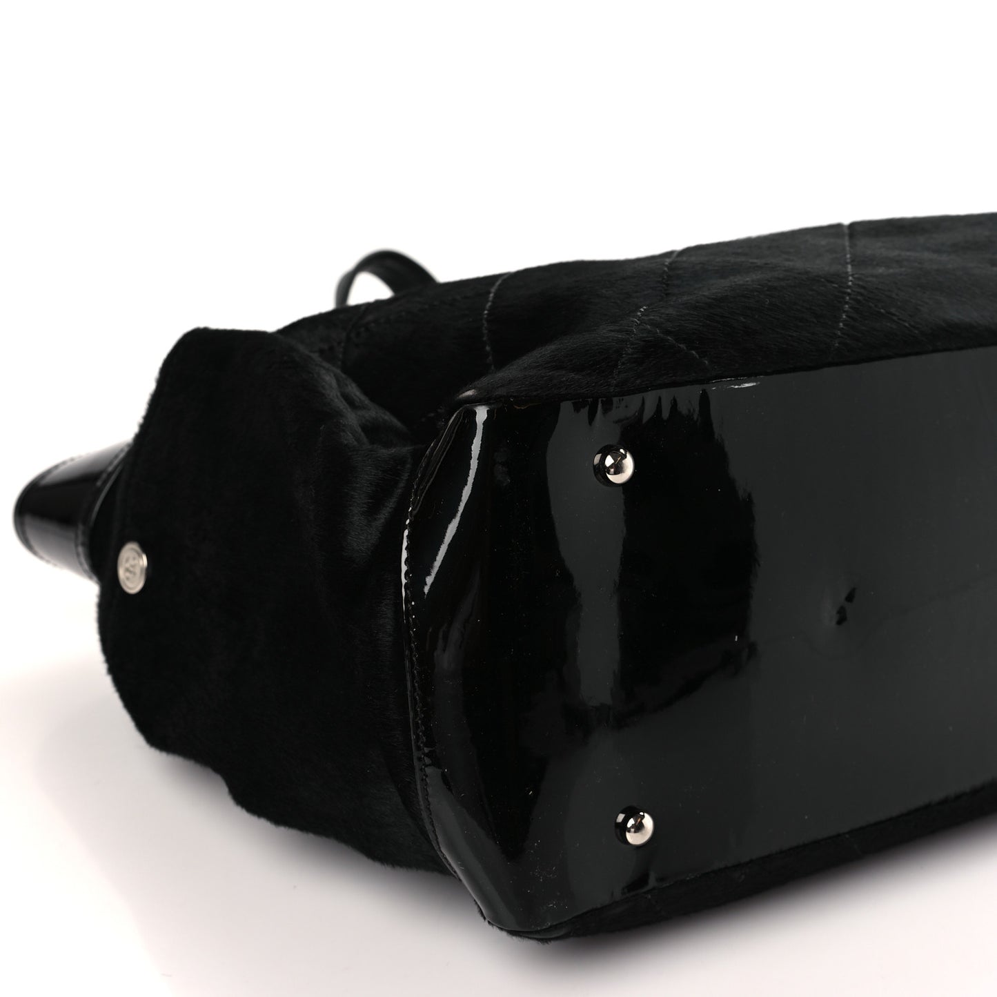 Patent Pony Hair Quilted Paris Biarritz Tote Black