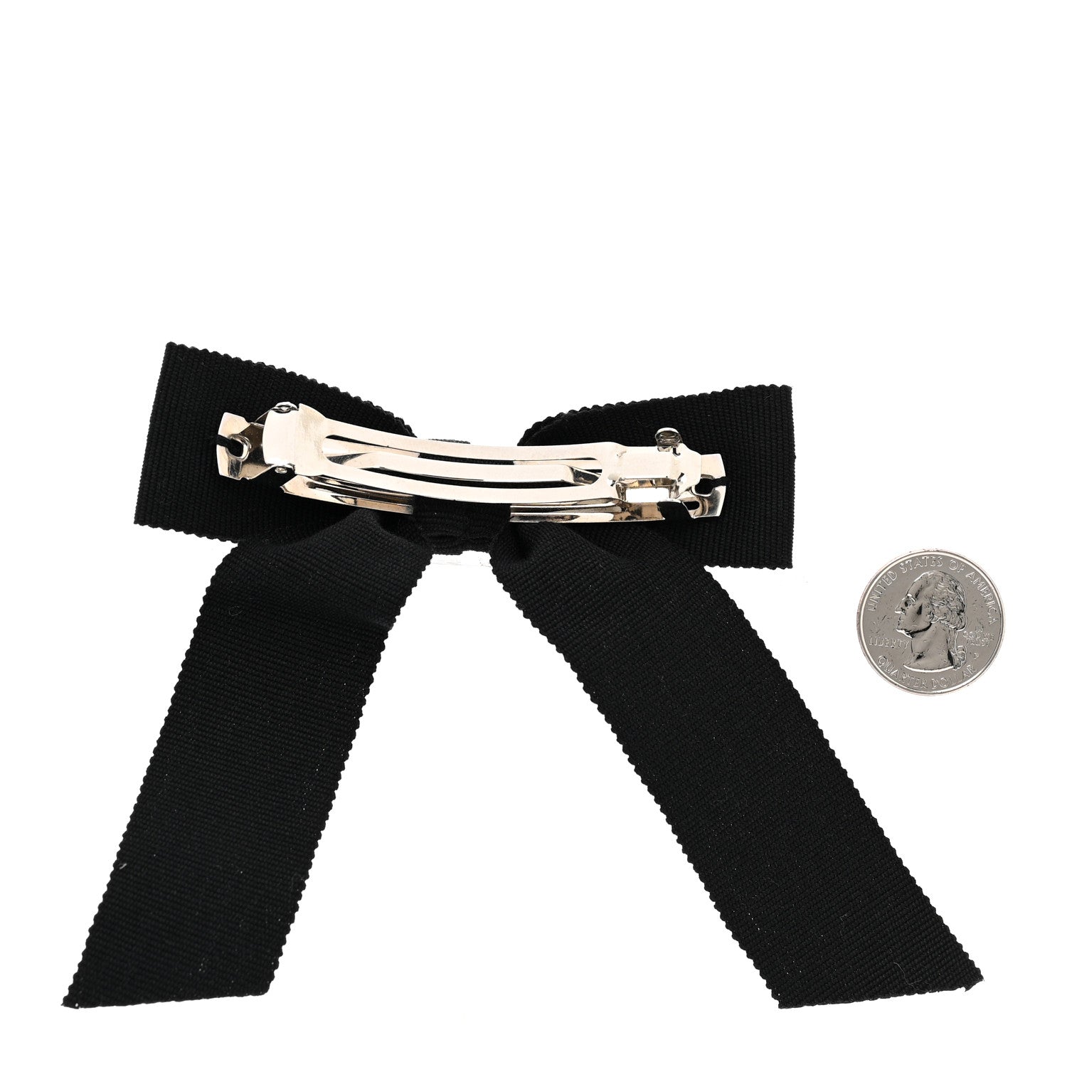 Chanel Grosgrain Bow CC Hair Clip Black 2 of 4