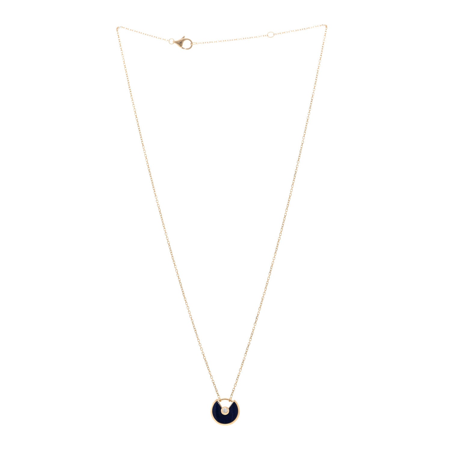 Cartier 18K Yellow Gold Diamond Lapis Lazuli XS Amulette de Cartier Pendant Necklace 3 of 4