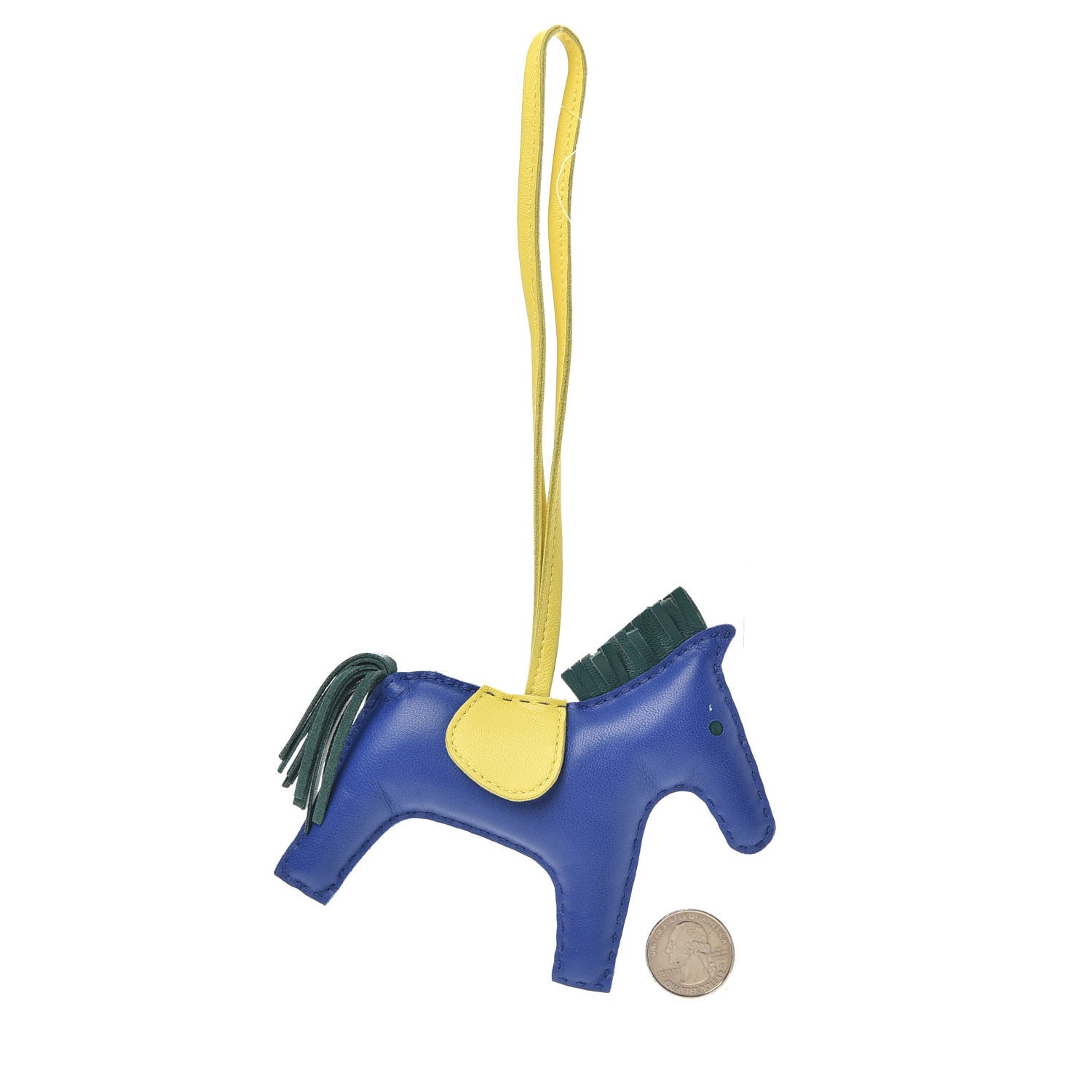 Hermes Milo Lambskin Grigri Rodeo Horse Bag Charm MM Bleu Electrique Malachite Lime 2 of 4