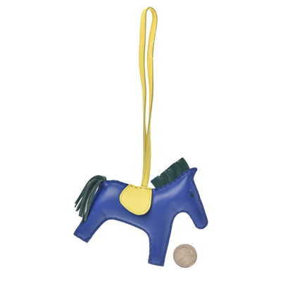 Hermes Milo Lambskin Grigri Rodeo Horse Bag Charm MM Bleu Electrique Malachite Lime 2 of 4