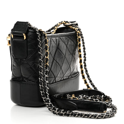 Chanel Aged Calfskin Quilted Small Gabrielle Hobo Black 3 of 11
