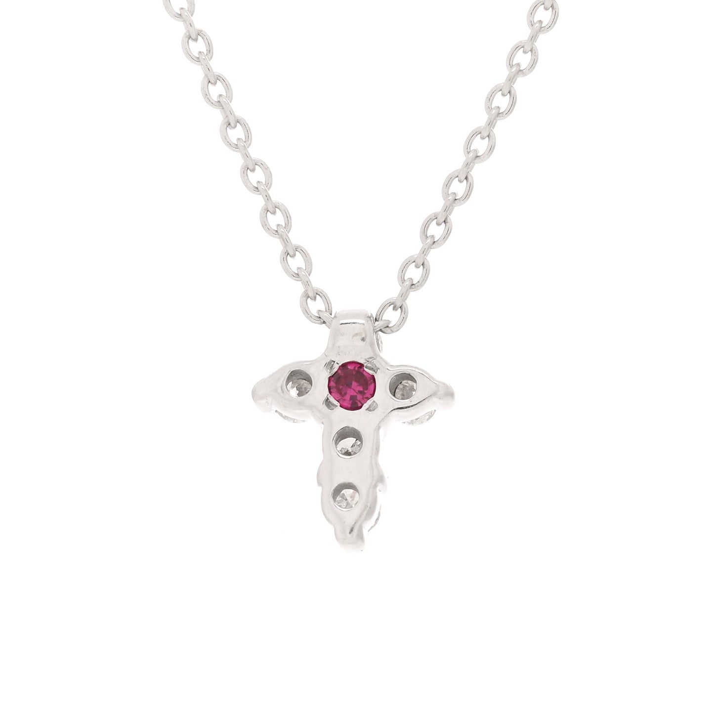 18K White Gold Diamond Tiny Treasures Baby Cross Pendant Necklace