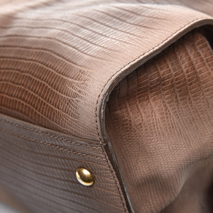 Saint Laurent Lizard Calfskin Embossed Medium Cabas ChYc Brown 15 of 19