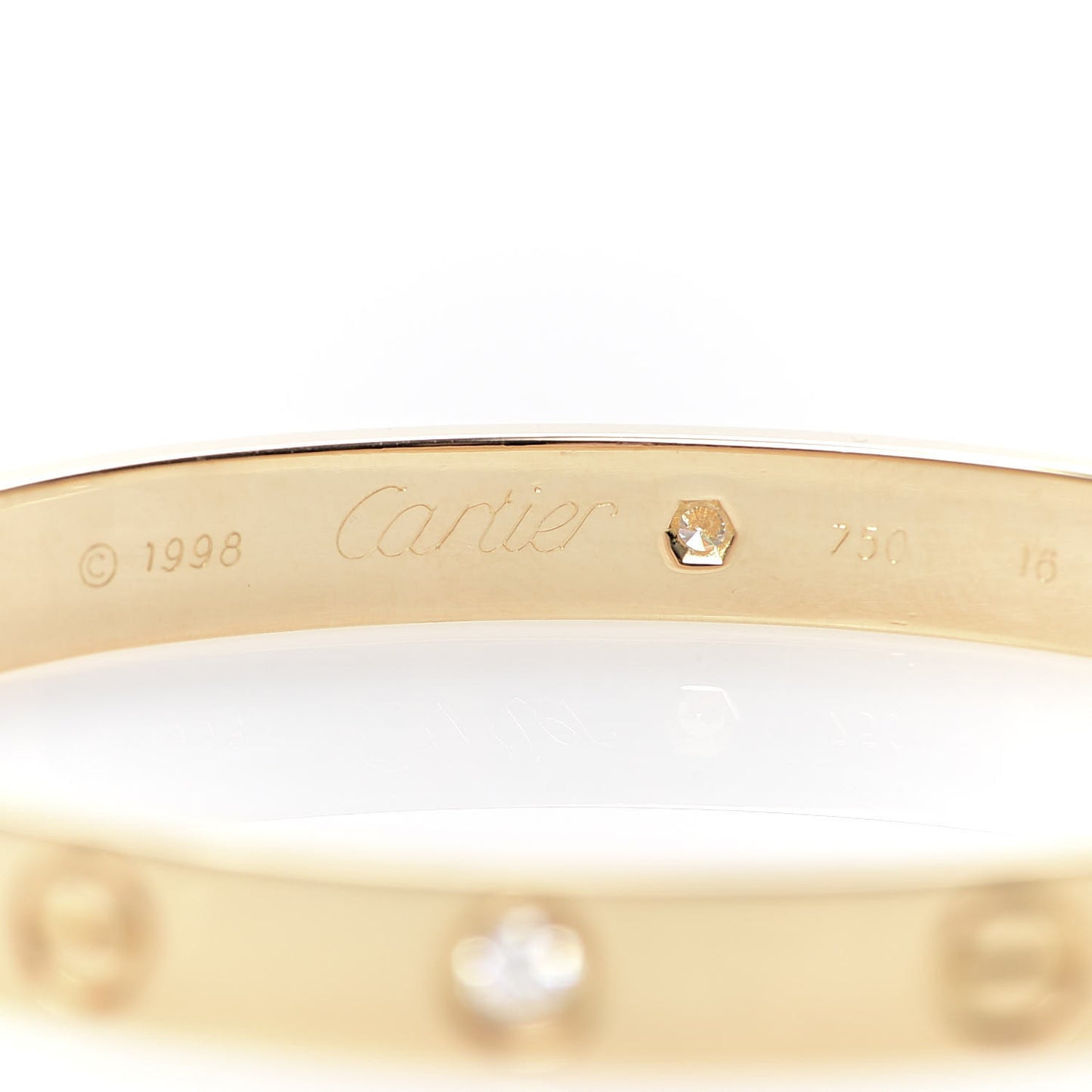 18K Yellow Gold 6 Diamond LOVE Bracelet 16