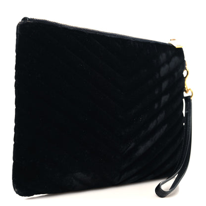 Saint Laurent Velvet Matelasse Chevron Monogram A5 Wristlet Black 3 of 8
