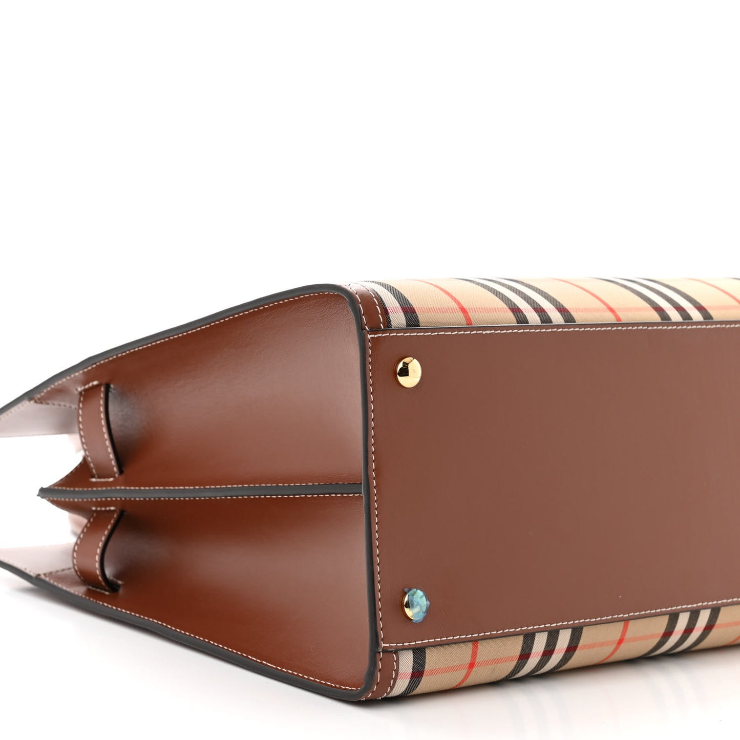 Calfskin Vintage Check Two Handle Title Bag Archive Beige