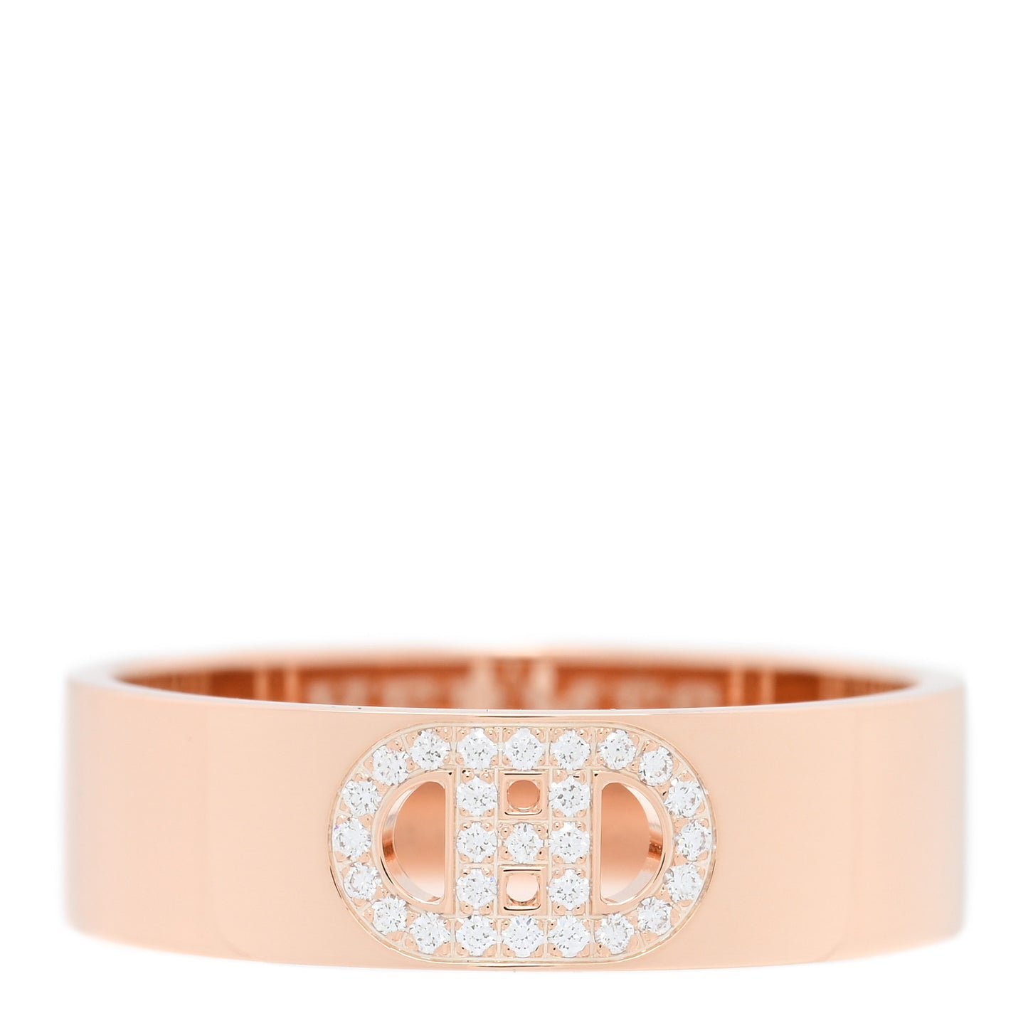 18K Rose Gold Diamond PM H D'Ancre Ring 55 7.25