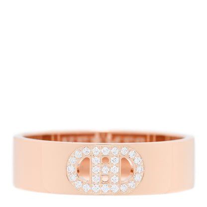 Hermes 18K Rose Gold Diamond PM H D'Ancre Ring 55 7.25 1 of 5