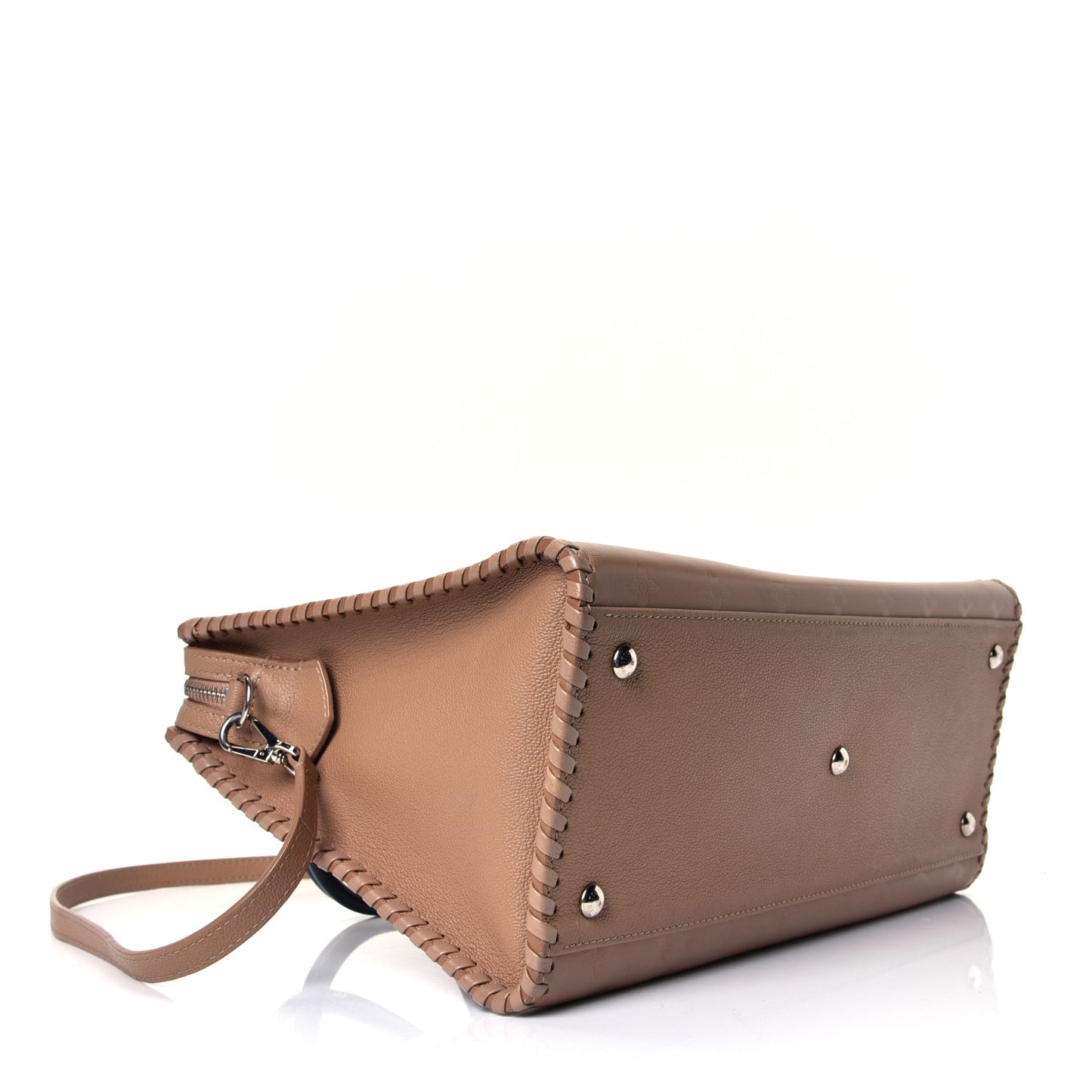 Monogram Cuir Plume Very One Zipped Tote Sesame Creme