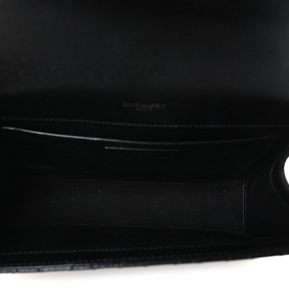 Saint Laurent Grain De Poudre Textured Mixed Matelasse Triquilt Medium Monogram Monochrome Satchel Black 5 of 12