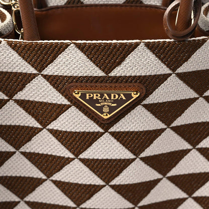 Prada Jacquard Saffiano Triangolo Symbole Embroidered Micro Tote Tobacco Talco 7 of 11