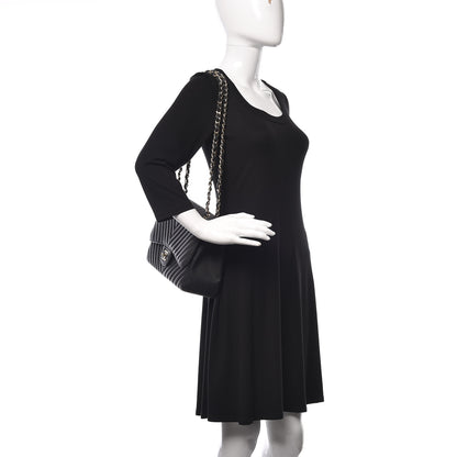 Chanel Caviar Chevron Quilted Jumbo Double Flap Black 2 of 15