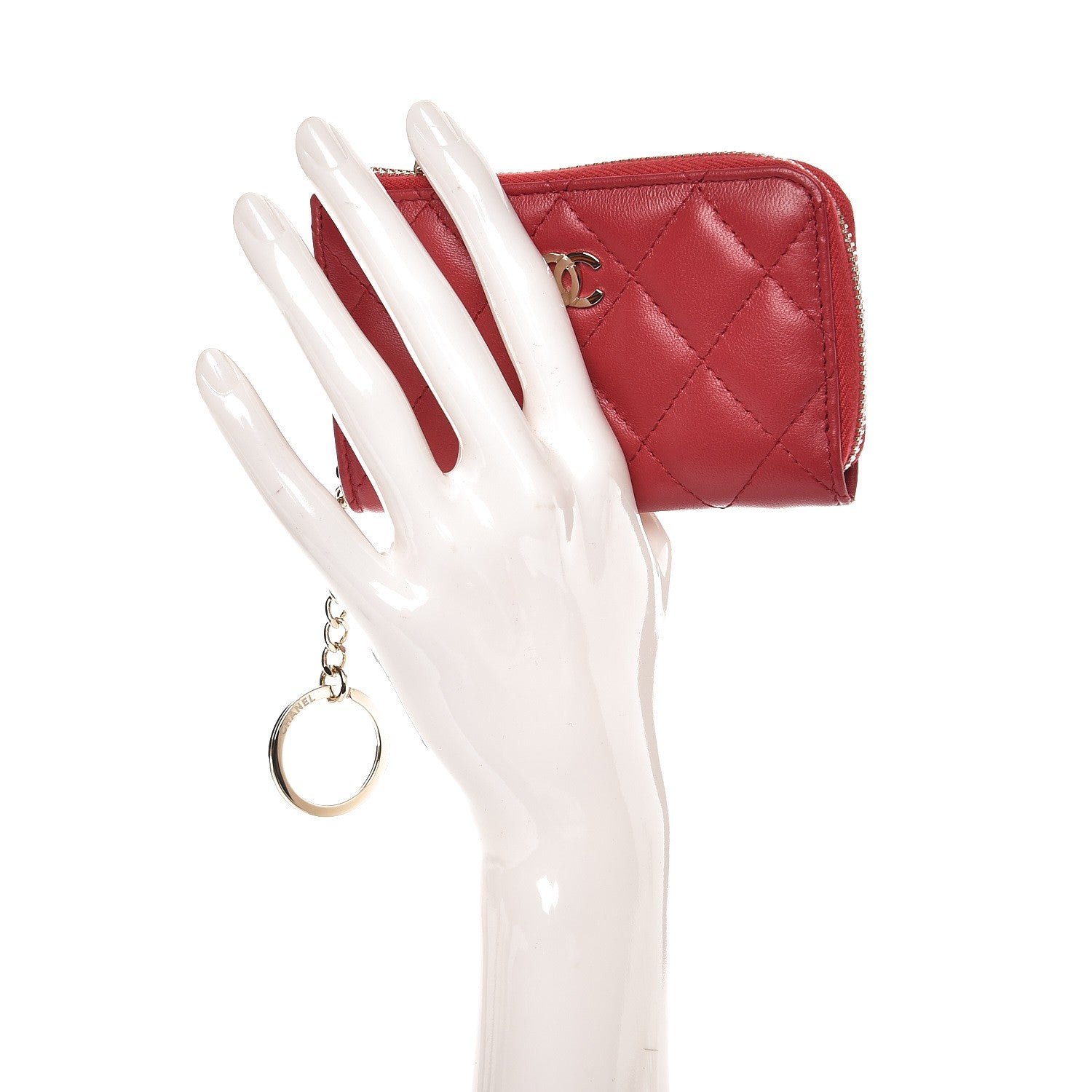 Chanel Lambskin Quilted Key Holder Case Red 2 of 9
