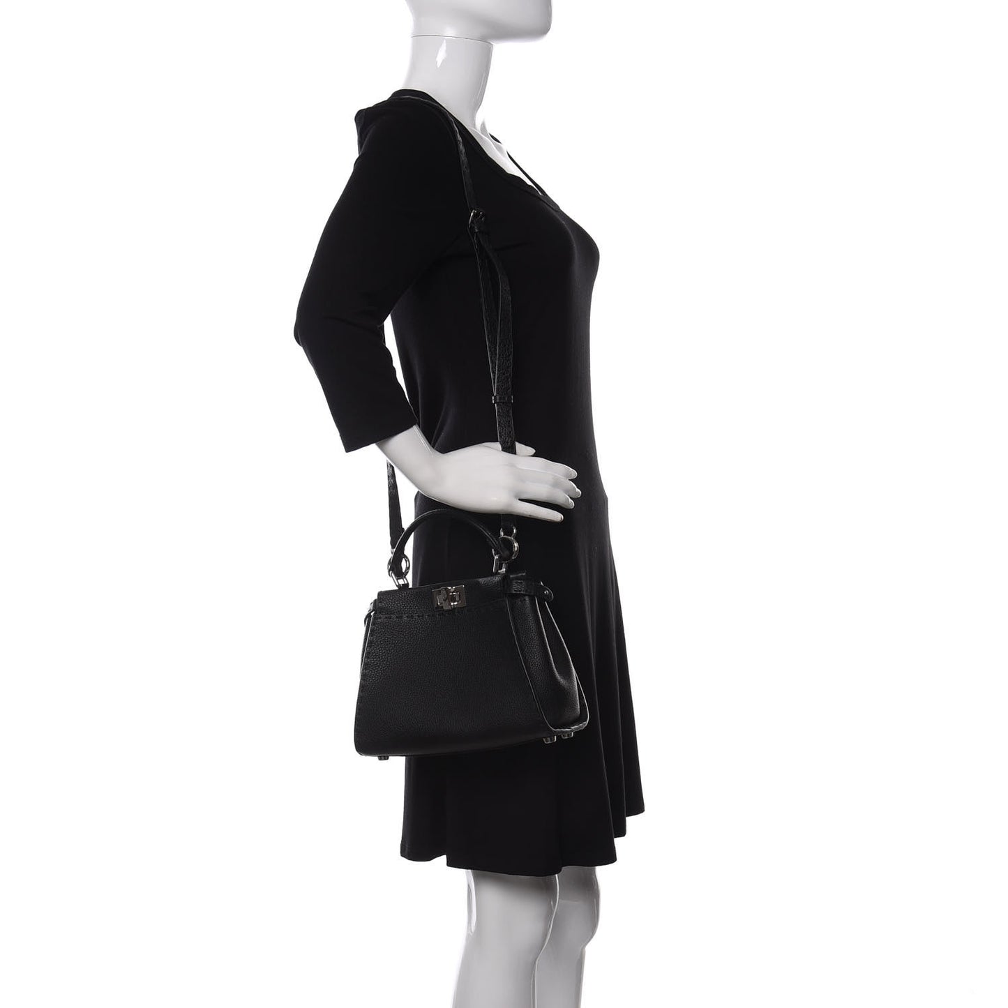 Cuoio Romano Selleria Bi-Color Mini Peekaboo Iconic Satchel Black Mou