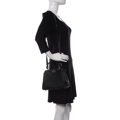 Fendi Cuoio Romano Selleria Bi-Color Mini Peekaboo Iconic Satchel Black Mou 2 of 9