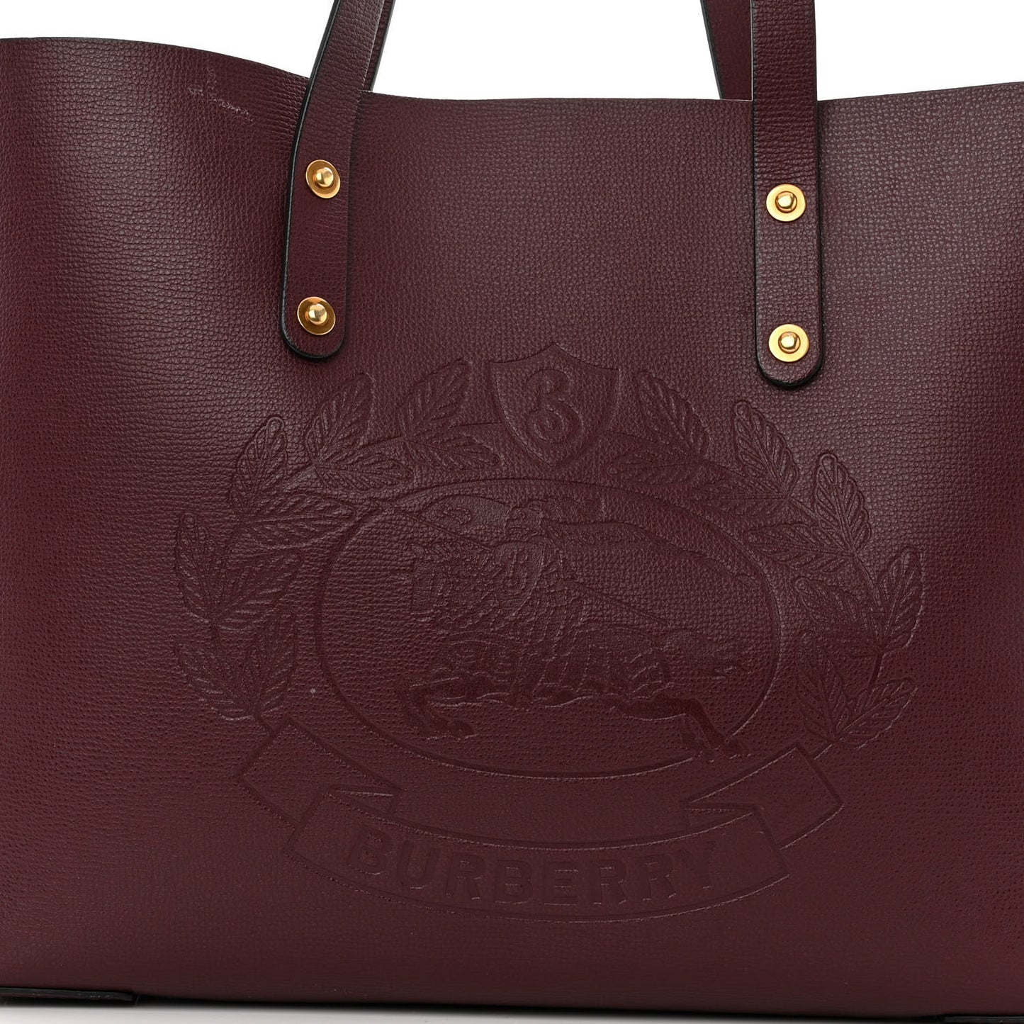 Calfskin Crest Embossed Small Tote Burgundy