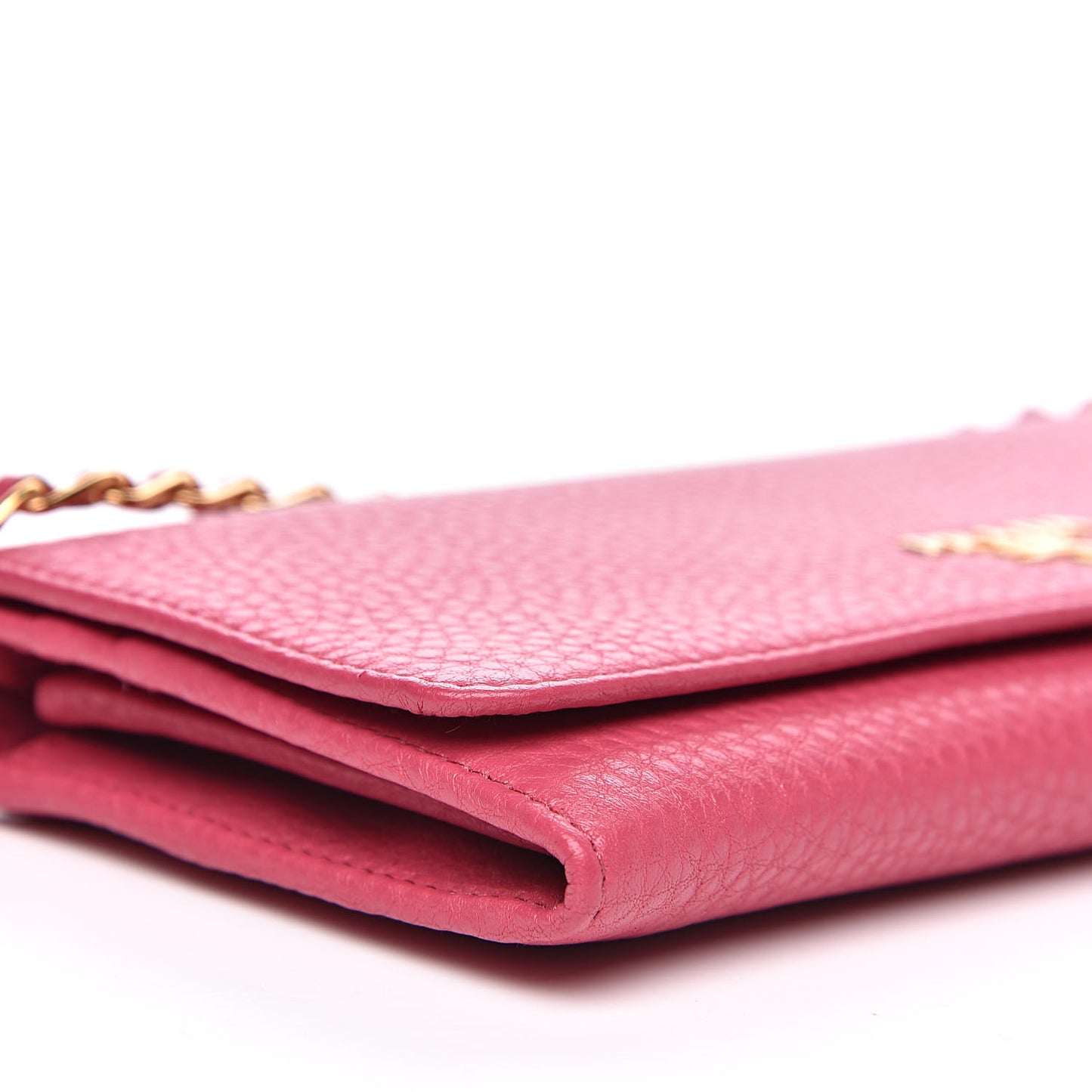Vitello Grain Metal Oro Chain Wallet Peonia