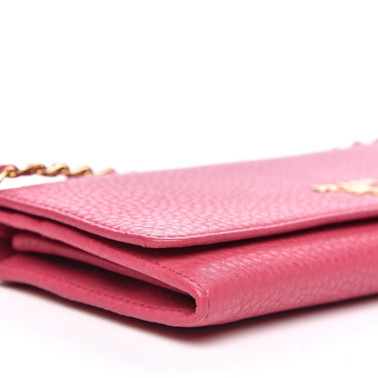 Prada Vitello Grain Metal Oro Chain Wallet Peonia 8 of 9